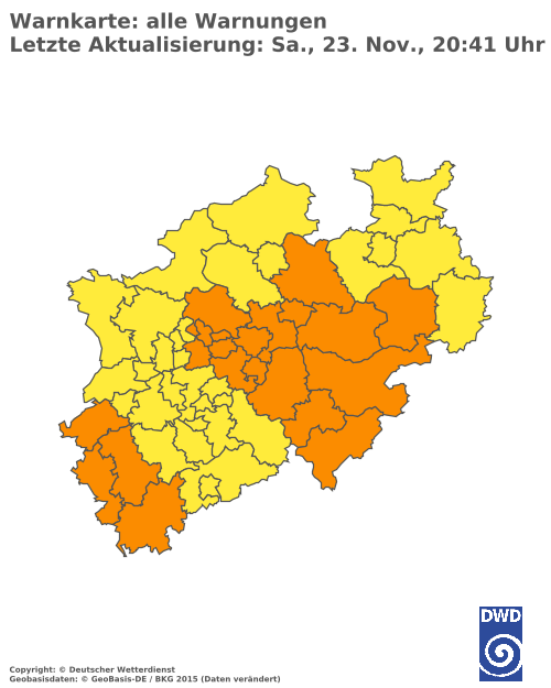 Aktuelle Wetterwarnungen für Märkischer Kreis